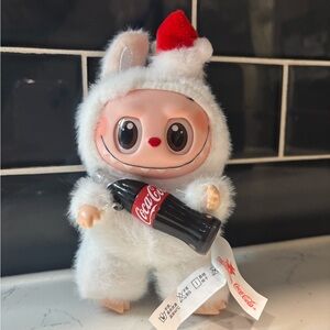 Coca Cola Furry White and Red Collectible with Bottle